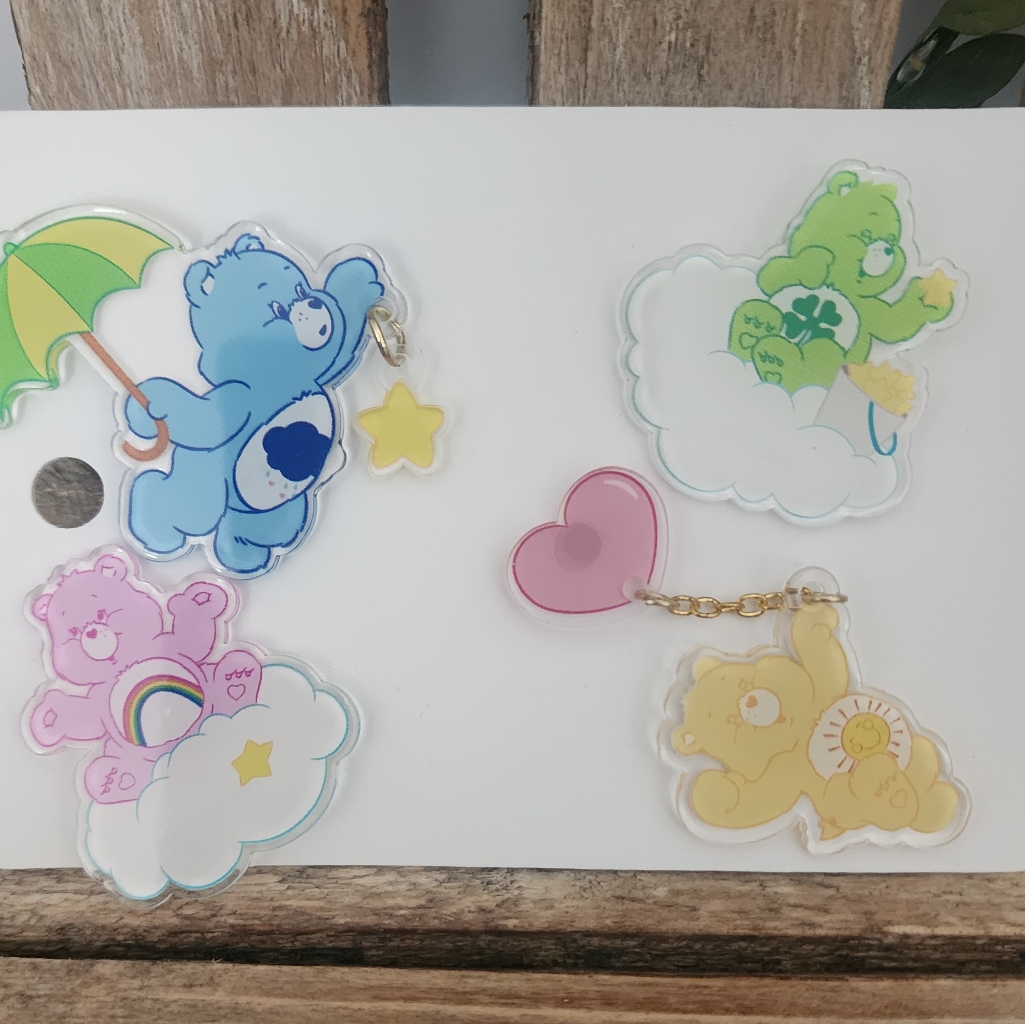Cute Set Of Acrylic Care Bear Pins - Qty (4)